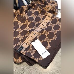 Celine brown  and Beige Geometric Scarf 180x90 cm big size